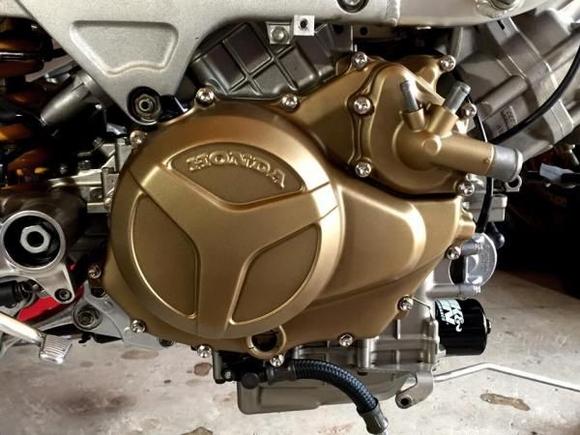 Freshly powder coated clutch cover an water pump cover installed!