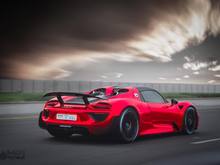 Red Porsche 918 Spyder Weissach taken in Jeddah, Saudi Arabia. Awesome by Reefa2111.