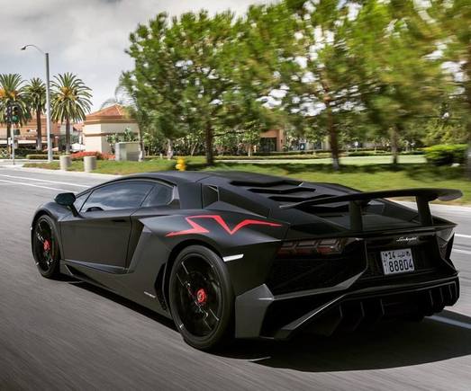 Awesome Lamborghini Aventador LP 750-4 SV from Kuwait on the streets of California.  The owner is known as @thedarkestride from Instagram.