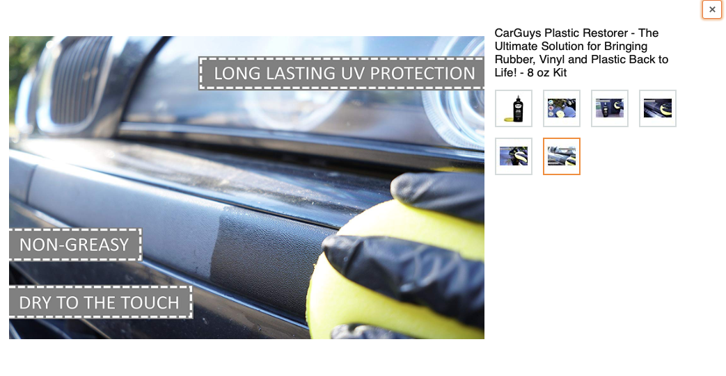 CAR GUYS Plastic Restorer Solution for Bringing Rubber, Vinyl & Plastic, 8  oz