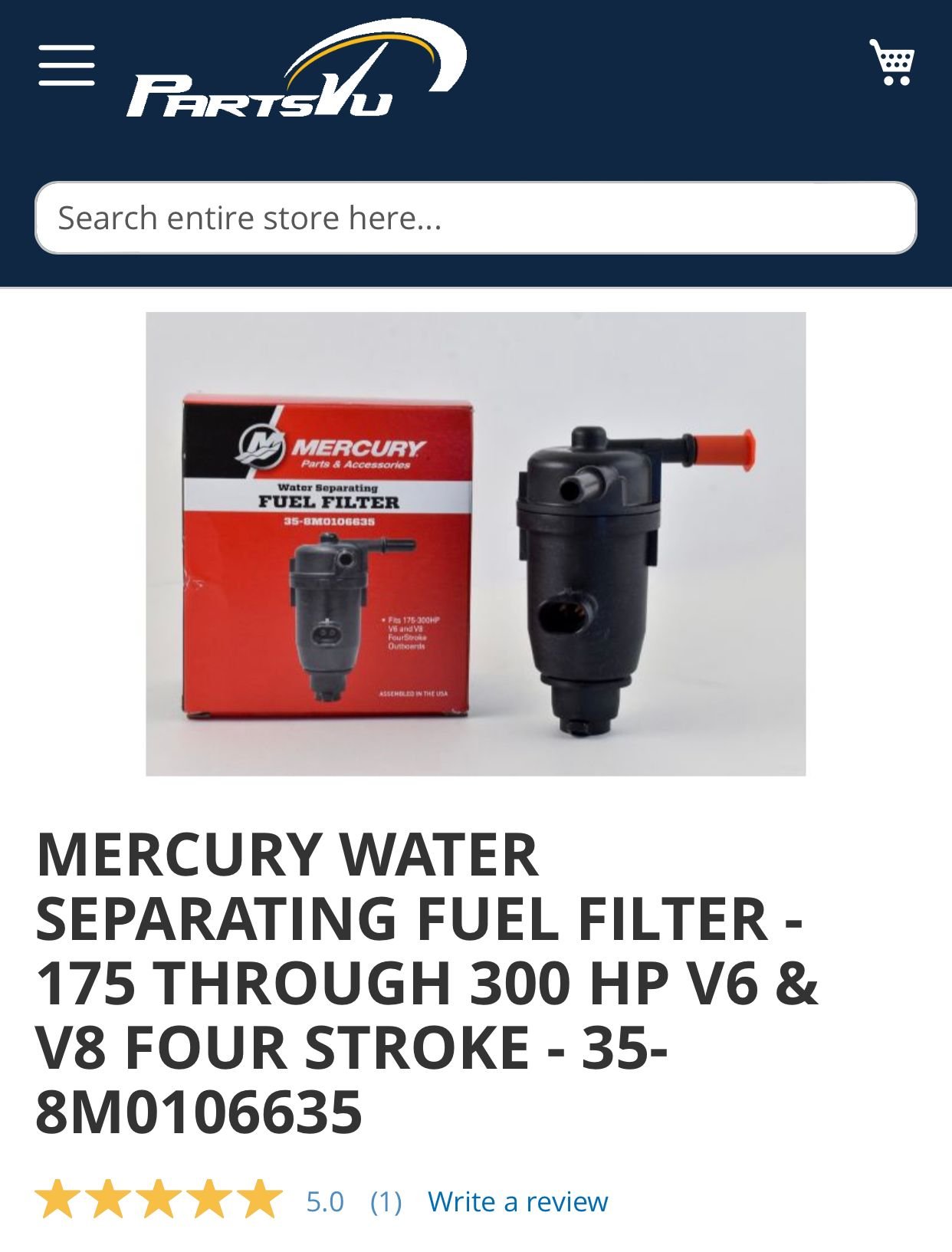 Fuel water separator vs. no fuel water separator. Mercury 150 The