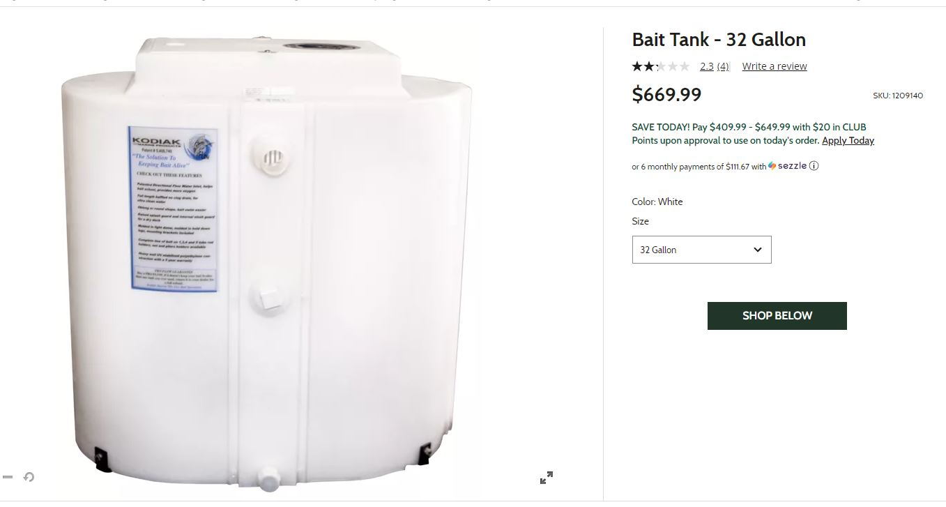 100 Gallon Plastic Vertical Bait Tank in White