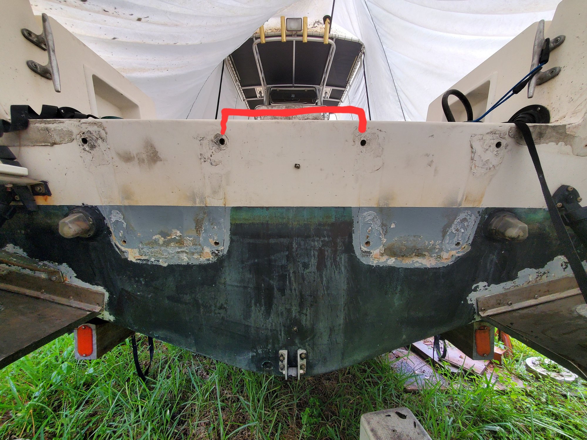 Need some help with transom bolt holes and gelcoat repair... The Hull