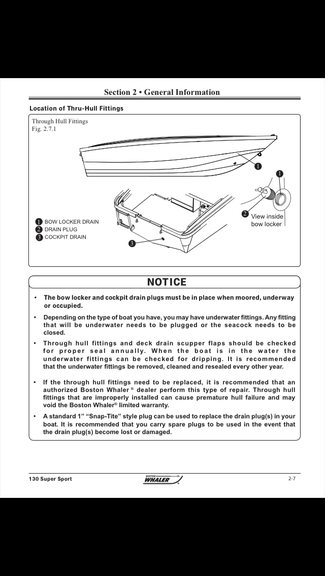 Boston whaler manual says not to pull drain plugs when Moored? - The