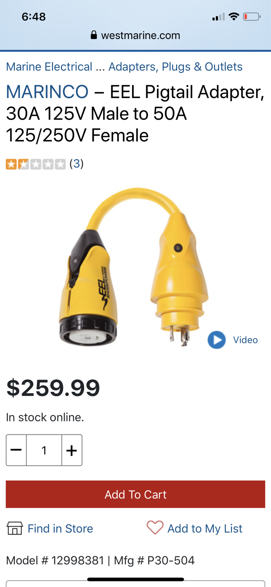 Marinco 30a 125v Marine Shore Power Cordsets