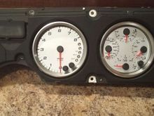 stock outer housing piece cut around gauges for flush finish