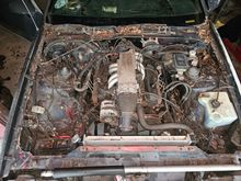 Motor has a tag saying that its been remanufactured. It has some chrome covers on it and oil pan. Its possible it has a hot cam in it. 