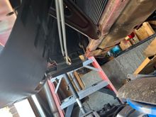 Factory power steering cooler cleaned up and painted with sem paint. 