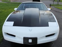 1991 T/A Front view new unpainted Fiberglass Cowl hood, custom fitted and installed.photo taken April 20, 2010!