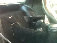 mark iroc int rear...I sold the original seats from this car which almost paid for the car.. never did put the rears back in since I hate giving rides to people..and I dont scoot my seat up for no one...Notice the factory no radio sail panels