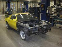 stripped engine bay