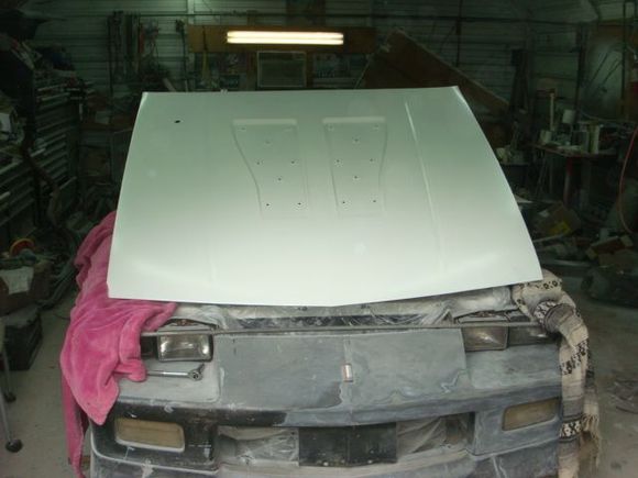 Setting atop the hinges at a 90 degree angle.