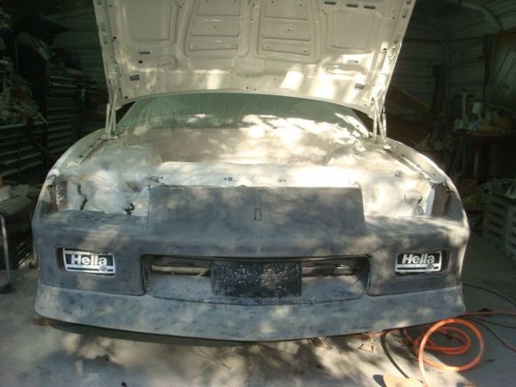 Loosely setting the bumper cover on to see where the lights sit in the cut outs.