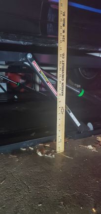 About 17.5" Of lift at the side sill. 