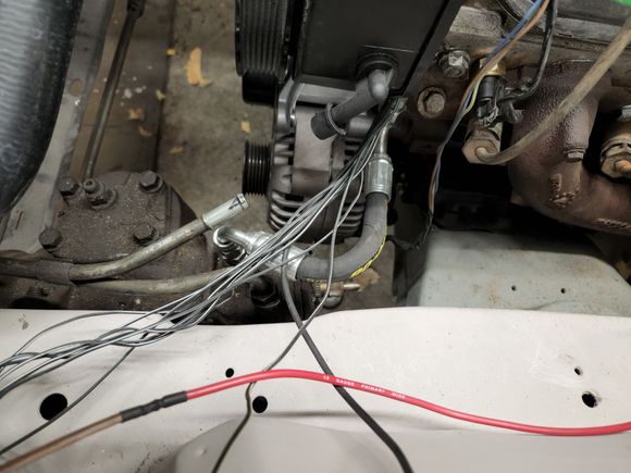 Powersteering line I had made at my local hydraulic line for $40. I specified -8 JIC fittings which will work with the -8an fittings on the steering box and the power steering pump