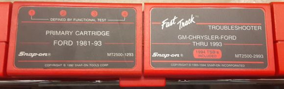 1981 to 1993 Ford Primary Cartridge with thru 1993 US Domestic Fast Track Troubleshooter Cartridge.