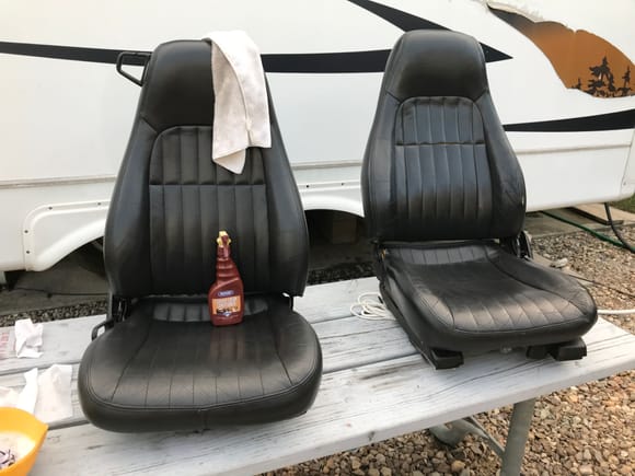 Cleaning up the newly acquired seats. Hopefully add a little touch to these. 