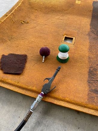 Tools used to clean the board.  Brush used is on the right.