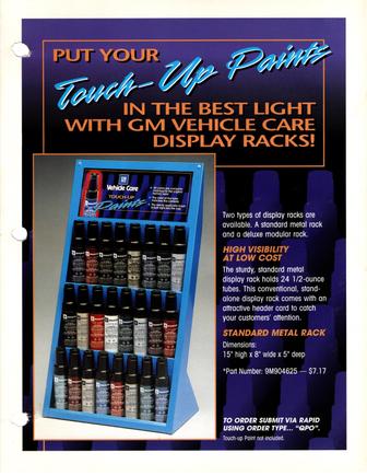1999 GM Touch Up Paint Display