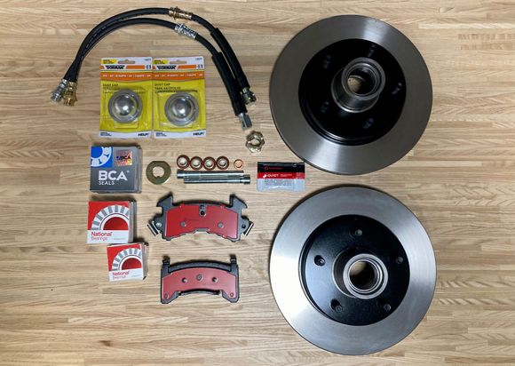 Brake Pads $40.24, Brake Hoses $9.70, Caliper Pins $2.03, Brake Hardware Kit $2.28, Wheel Seals $4.45, Wheel Bearings (Inner Front) $13.94, Wheel Bearings (Outer Rear) $9.86, Wheel Bearings Dust Cap $6.37, Spindle Nuts $7.14, Rotors $142.86