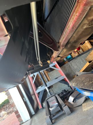 Factory power steering cooler cleaned up and painted with sem paint. 