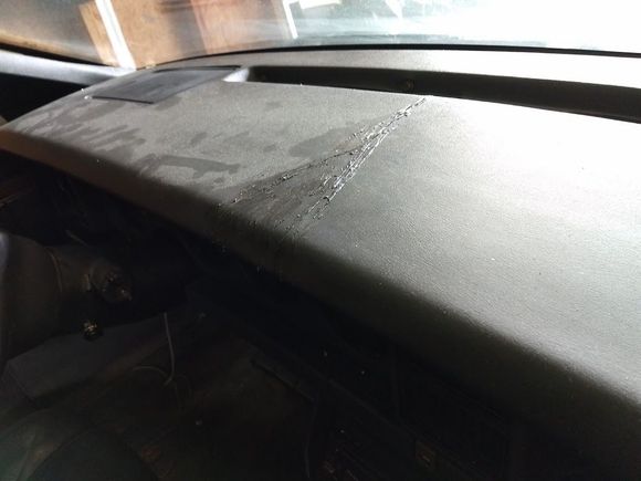 The crack with a horrid job of me trying to patch it.