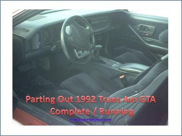 92gta interior - Complete and in good condition. All Black with power seats.

Contact me for specific photographs of items that you need.