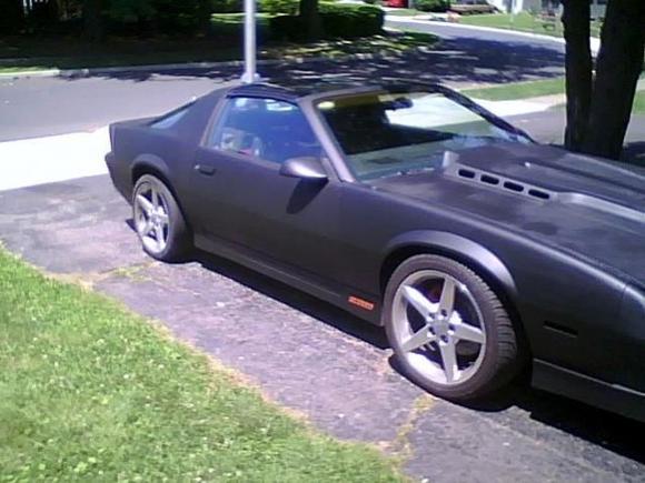 About an hour after my $36 dollar flat black rattle can job. Pretty good I must say except for the hood.