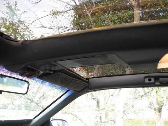 I installed a Berlinetta overhead console, which gained me a map light and a handy mounting for my electric fan switches.  The left controls the main puller fan (also from the 1990 RS), the right controls dual 14 inch pusher fans from a 1993 Lexus LS400.  Staying cool is NOT an issue.