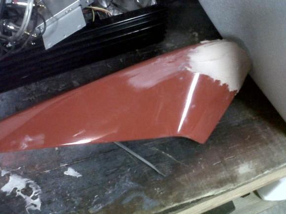 The spoiler was cracked right on the ridge so it was time to fix it