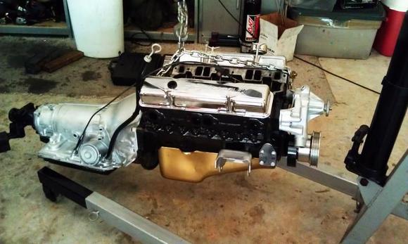 Installed shift kit / serviced and painted trans, now in goes the 383.