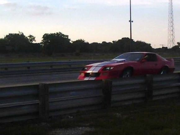 Northstar Dragway 1/8th mile. 7.80-7.85 on motor w/turbo 350.  7.18-7.35 on bottle spraying at the tree cause it doesn't hook off the line. (factory suspension)