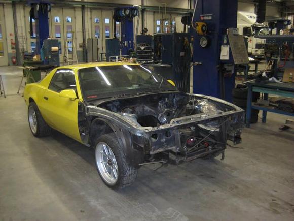 stripped engine bay