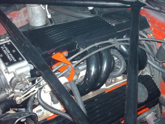 powder coated plenum, runners, valve covers, and homemade strut tower brace