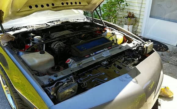 This was an in progress pic.  I was able to put it all back together.  Engine bay looks so much better.  I am not so embarrassed to pop my hood now.