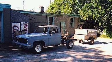 This shows how we transported the truck and pieces to the shop to work on it.