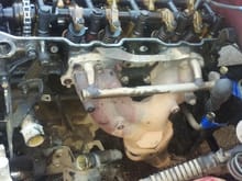 Then I removed the exhaust manifold and labelled the water lines to the heater hoses.