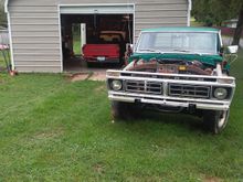 Got the wreck in the shop amd the 76 out with front clip on.