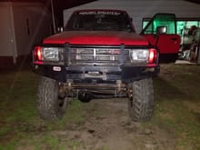 Got an arb bumper on a trade :) and I put some red led lights in the marker lights looks much better at nite.