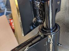All welded up and a very glossy black paint job completed. I added two gussets to the top bar. You can kind of see in this pic. 