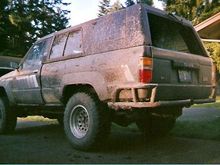 About 1 year.  Note rocker panel dent Drivers side.  Had to show up a jeep Cherokee on this 4'  step up.  I made it, he couldn't and broke tail lights, yeah 4" lift and limited slip couldn't help.  O he has sliders, diff armor, ARB bumpers, and I'm sure his PIAA's helped see how sad it was.  Door shuts fine might even be able to pull the dent.  Mostly chrome bent in, still only 2" body.