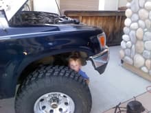 my son likes working on the truck with me. Fixin the ac