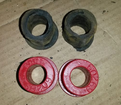 comparing the old to new bushings