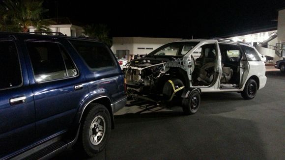 Towing a dolly & van back from Mex 350mi