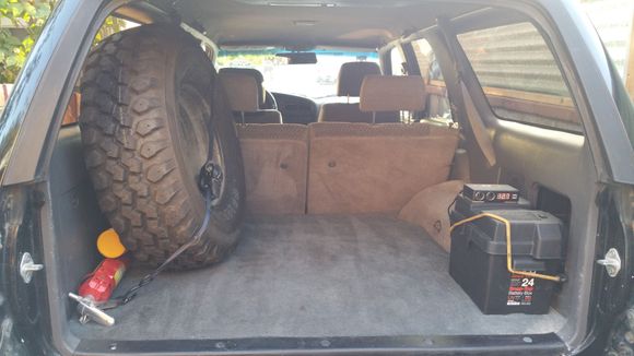 Also, found cheap, old, but not used tire for spare. Old spare was brand new, but can't use it with new big tires.