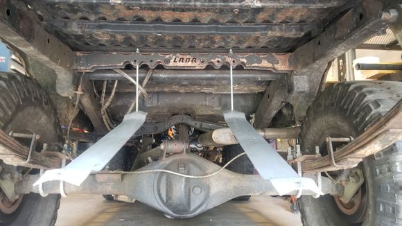 I mounted the tank using center of shock mount but once up i wanted to scoot back just a hair away from the axle. So i just bolted some tabs to the shock mount and moved the tank back 1.250"
