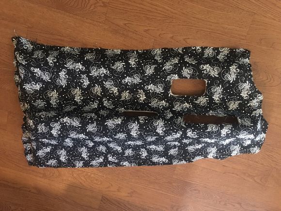 Lots, and lot, and lots of gorilla spray glue, a lot of swearing, and 4 coats of Scotchguard waterproofing spray later........   Yeah, it’s funky, but for now, I think it might work out pretty well....   Like a tie on a fitted suit.