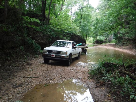 My current '96 T100 Ext Cab 4x4 towing my kayak/camp gear trailer to my favorite river.
