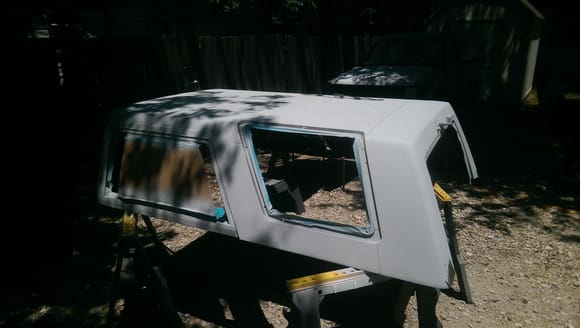 Top sanded and primed.  Only a few minor chips and cracks to the fiberglass needed to be repaired.