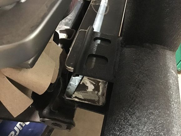 Looking down at the mounting points for the bumper to bracket. Two top bolts and two bottom bolts per side. 